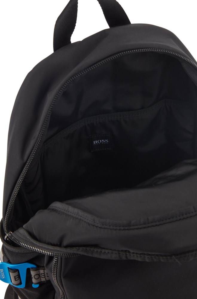 Hugo Boss Structured-nylon backpack Svarte | m6uesL0G