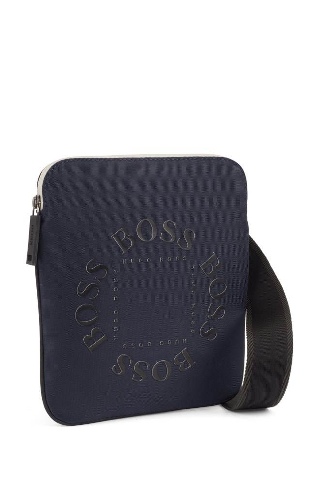 Hugo Boss Structured-nylon envelope bag Mørke Blå | VfXfSQ1d