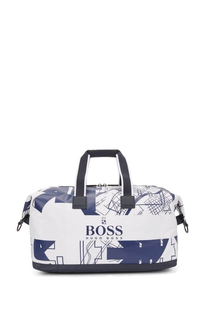 Hugo Boss Structured-nylon holdall Hvite | 5ZNiSe27