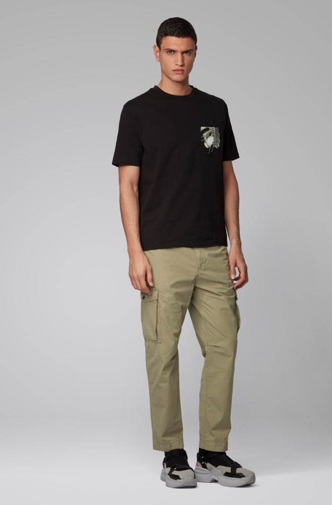 Hugo Boss Tapered-fit cargo trousers Grønn | 2YnRJbM0