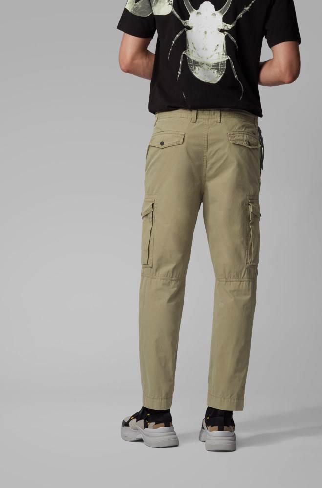 Hugo Boss Tapered-fit cargo trousers Grønn | 2YnRJbM0