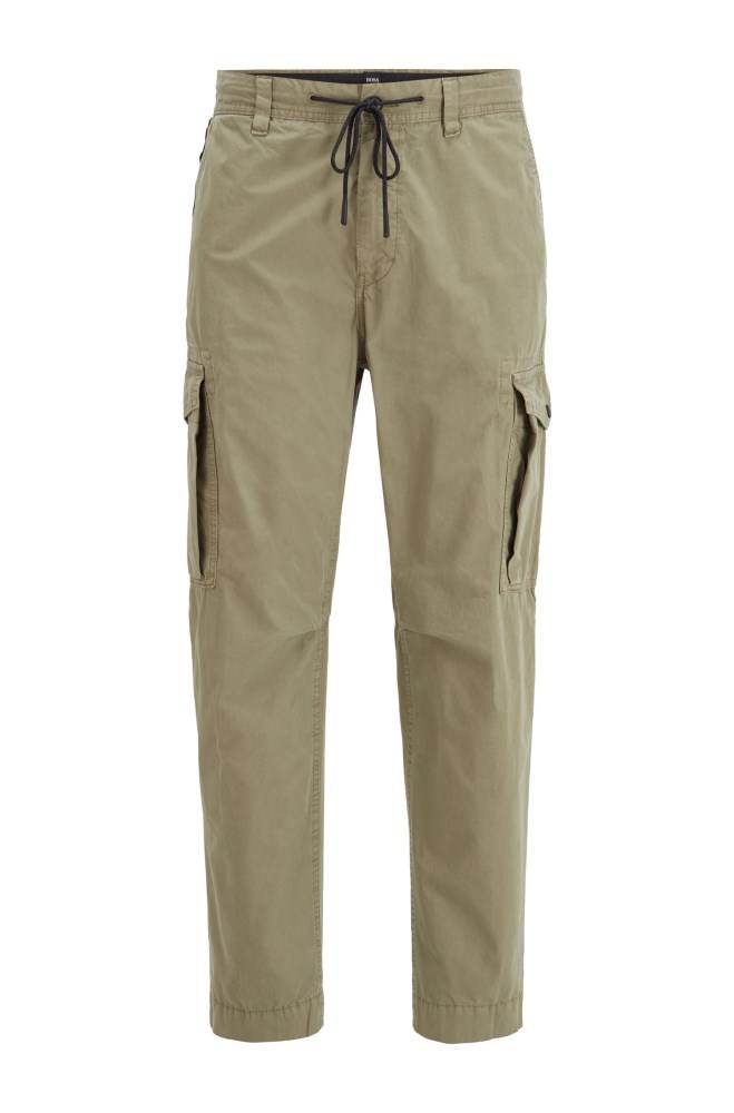 Hugo Boss Tapered-fit cargo trousers Grønn | 2YnRJbM0