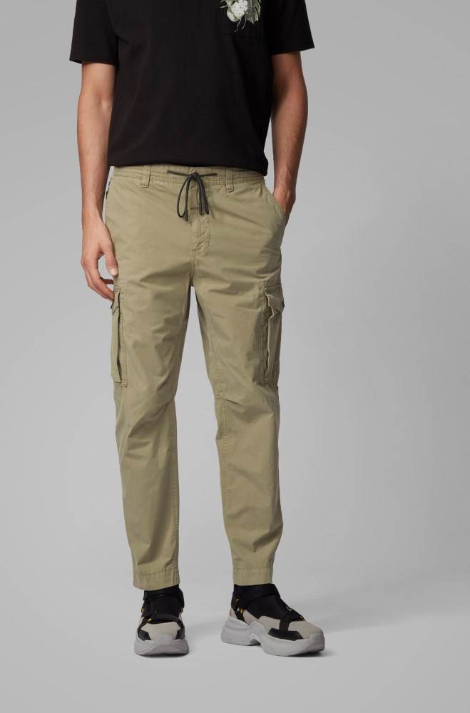 Hugo Boss Tapered-fit cargo trousers Grønn | 2YnRJbM0