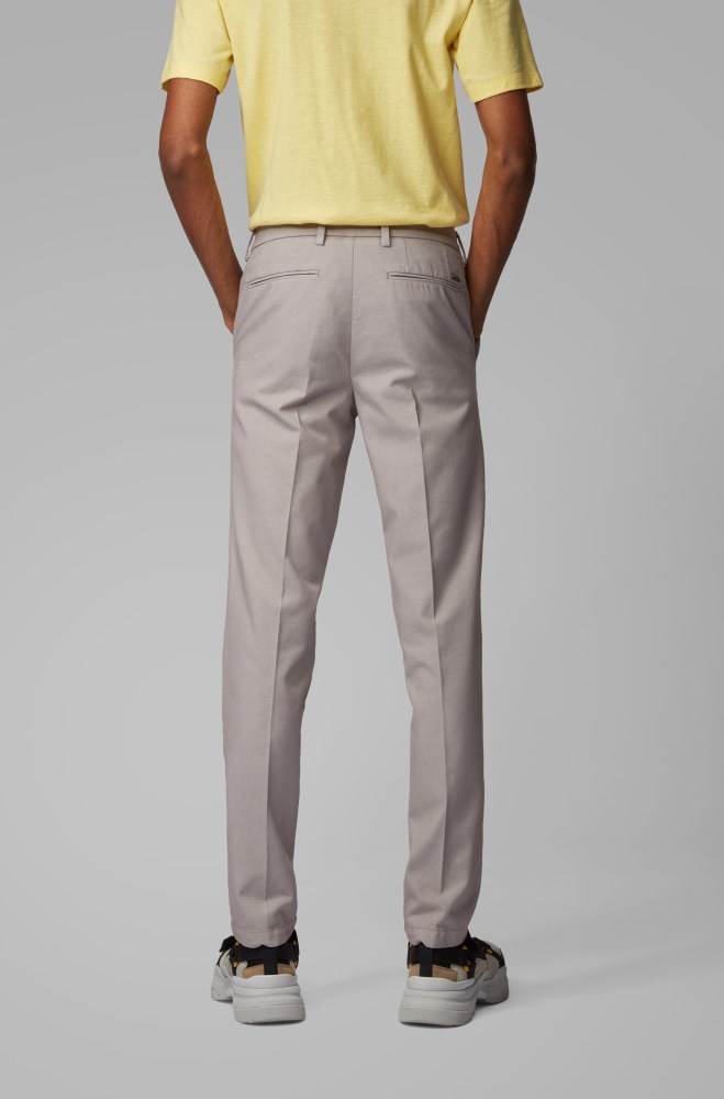 Hugo Boss Tapered-fit chinos Sølv | DXSQh0ZY