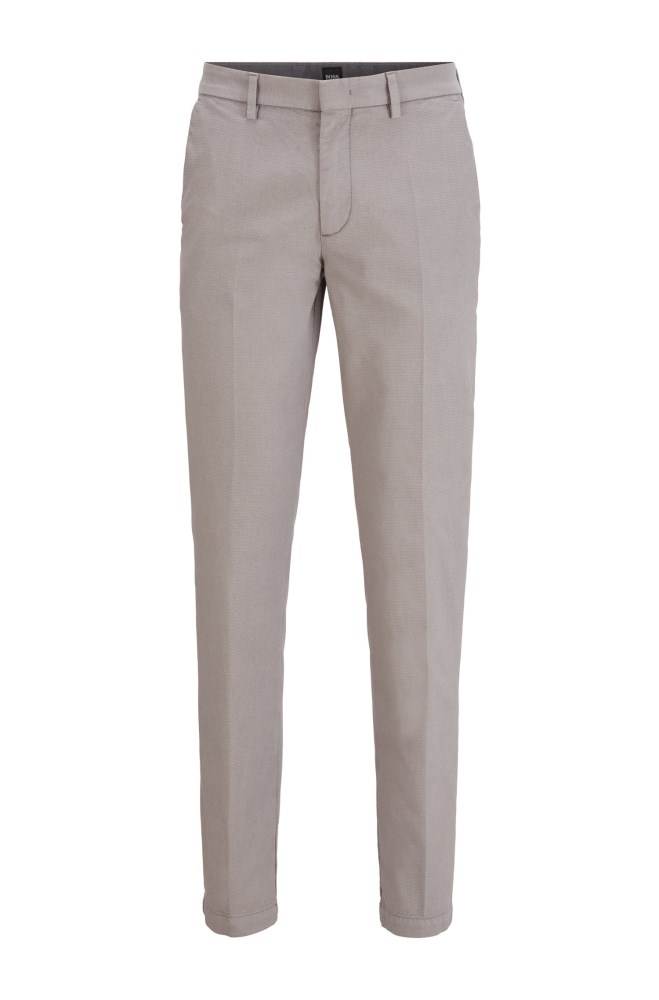 Hugo Boss Tapered-fit chinos Sølv | DXSQh0ZY