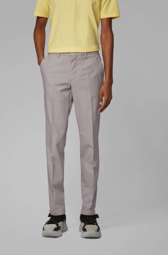 Hugo Boss Tapered-fit chinos Sølv | DXSQh0ZY