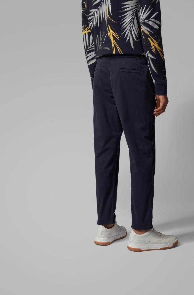 Hugo Boss Tapered-fit drawstring trousers Mørke Blå | he9Qbefa