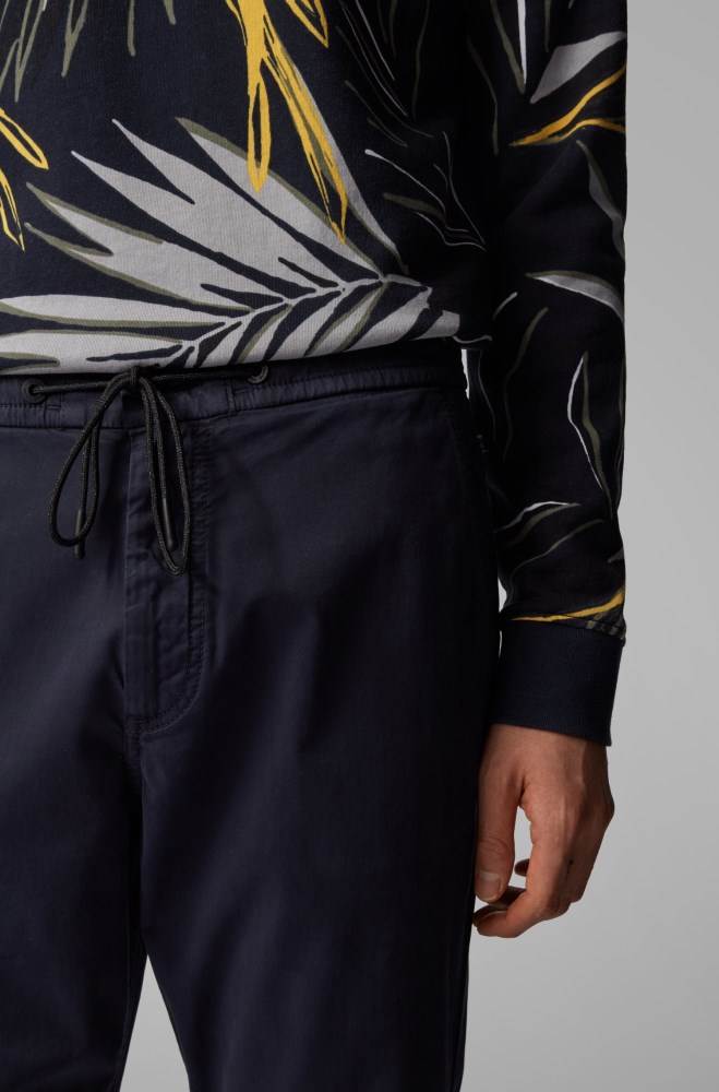 Hugo Boss Tapered-fit drawstring trousers Mørke Blå | he9Qbefa