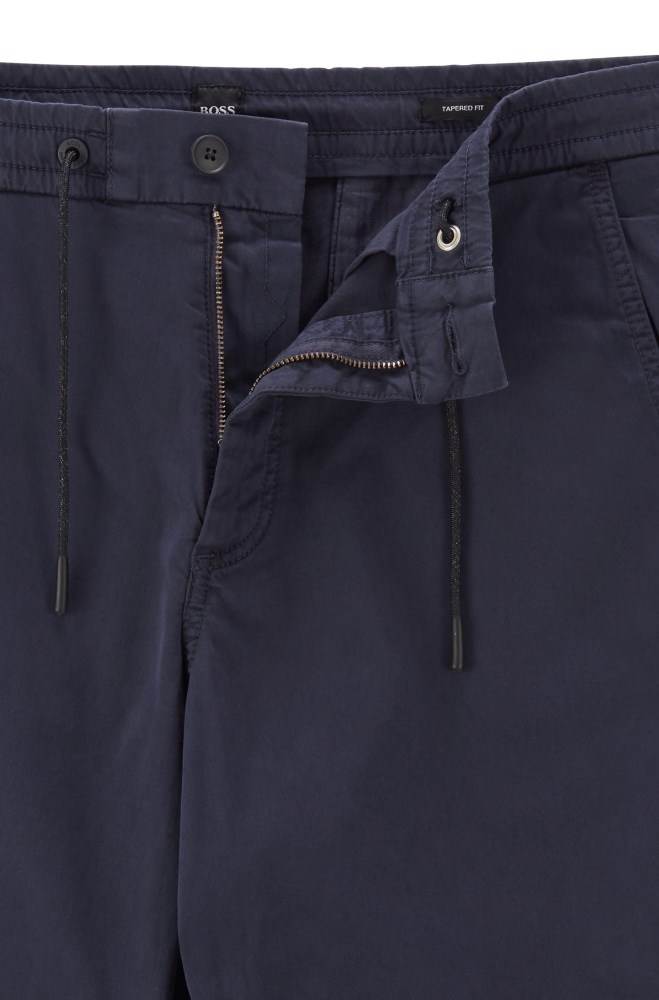 Hugo Boss Tapered-fit drawstring trousers Mørke Blå | he9Qbefa