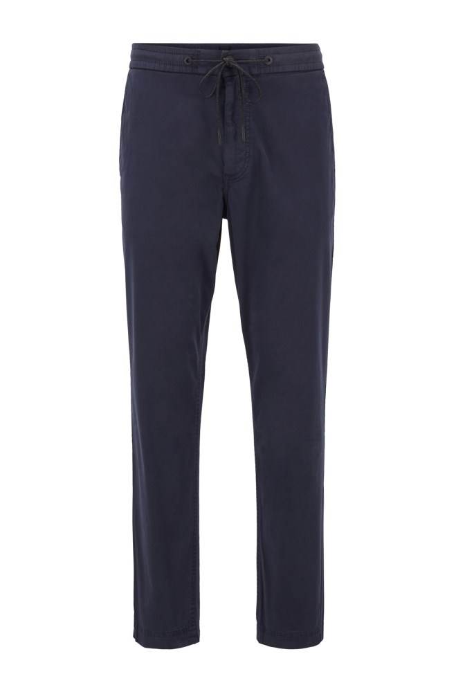 Hugo Boss Tapered-fit drawstring trousers Mørke Blå | he9Qbefa