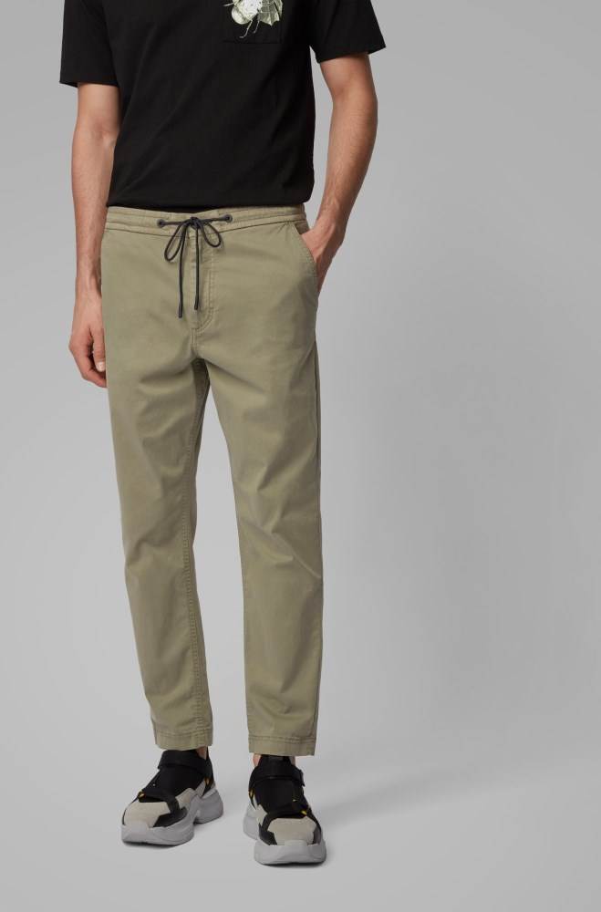 Hugo Boss Tapered-fit drawstring trousers Grønn | jCSiQKJT