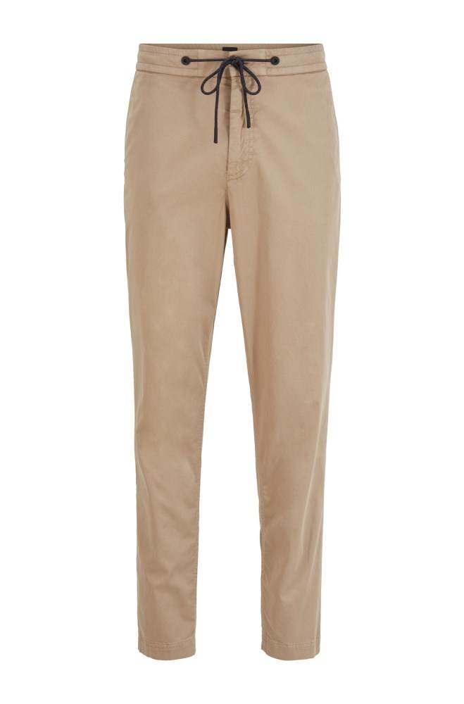 Hugo Boss Tapered-fit drawstring trousers Beige | w428PXLQ