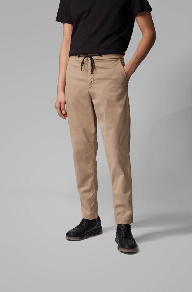 Hugo Boss Tapered-fit drawstring trousers Beige | w428PXLQ