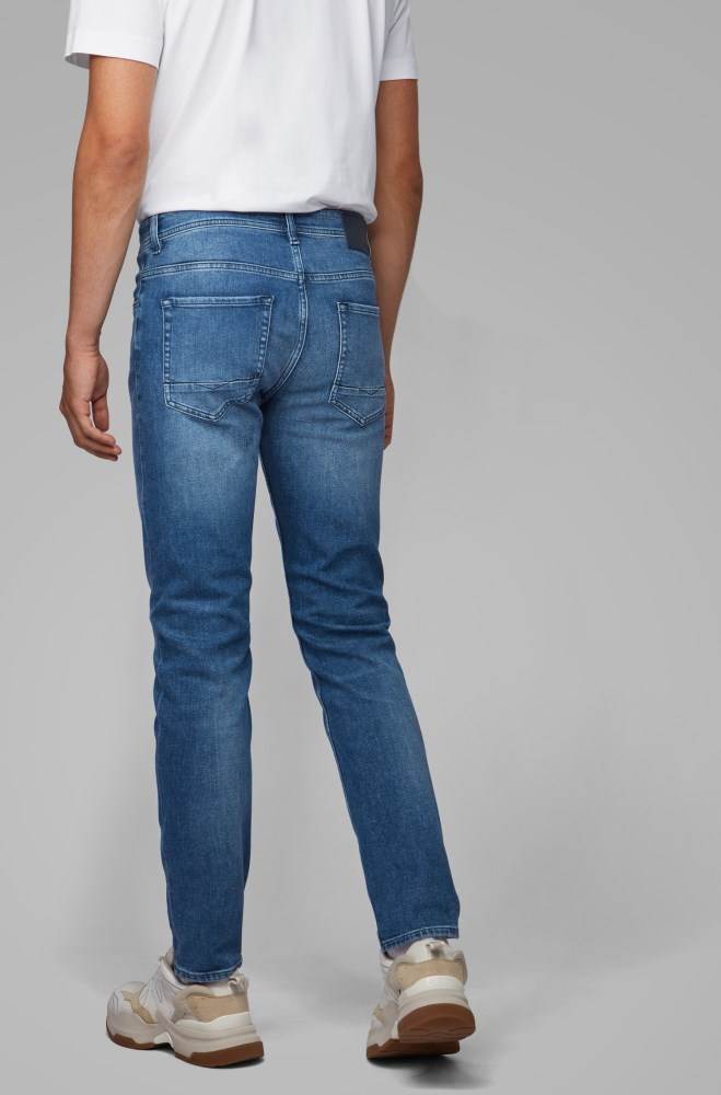 Hugo Boss Tapered-fit jeans Blå | cZICByxV