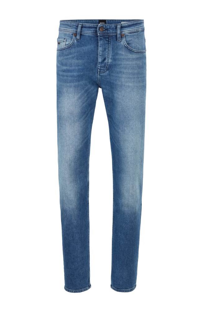 Hugo Boss Tapered-fit jeans Blå | cZICByxV