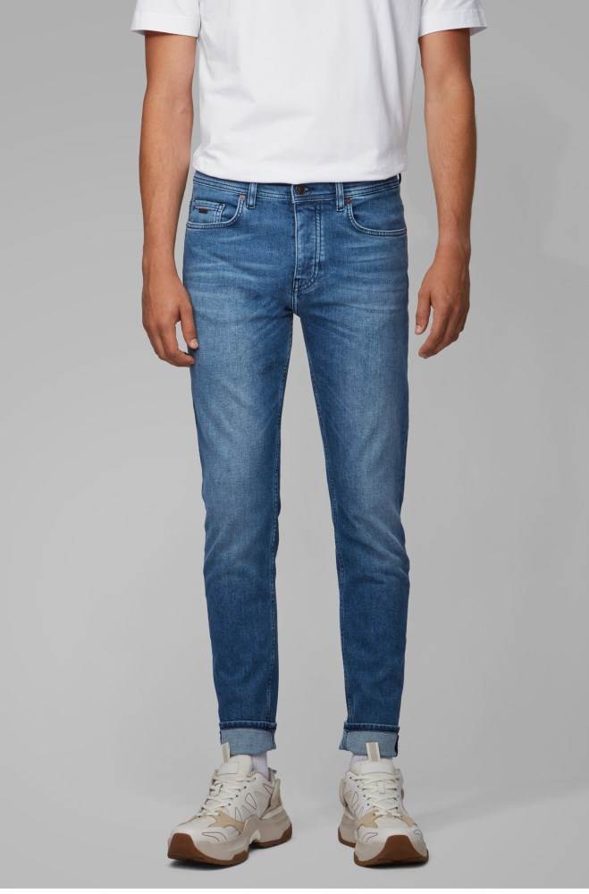 Hugo Boss Tapered-fit jeans Blå | cZICByxV