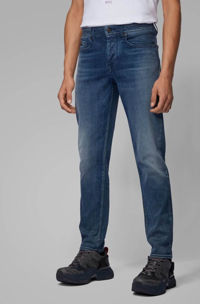 Hugo Boss Tapered-fit jeans Blå | igKmPL4i