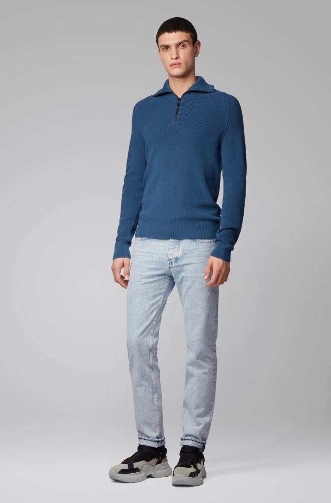 Hugo Boss Tapered-fit jeans Lyse Blå | drBy0ROU