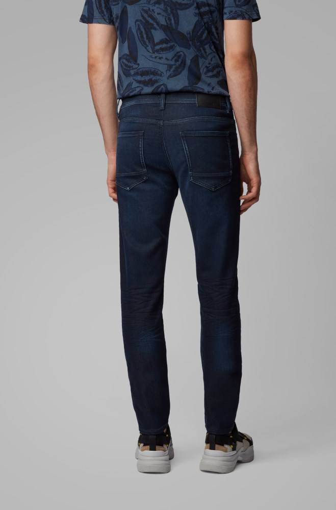 Hugo Boss Tapered-fit jeans Mørke Blå | rwmaK4kS