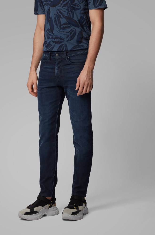 Hugo Boss Tapered-fit jeans Mørke Blå | rwmaK4kS