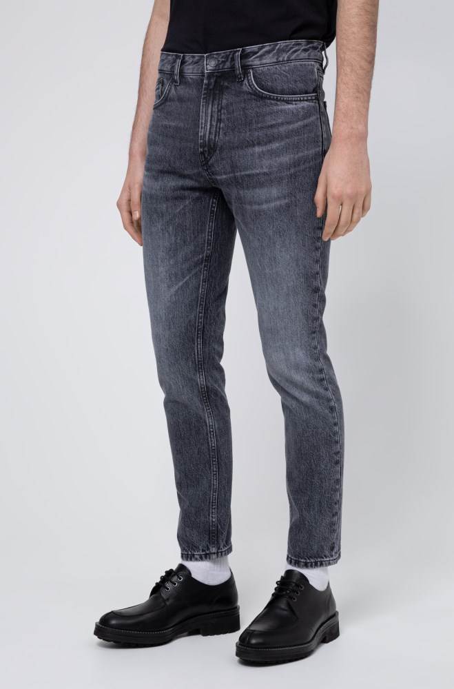 Hugo Boss Tapered-fit jeans Mørke Grå | 25qMyvKY