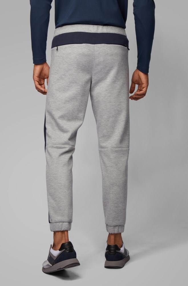 Hugo Boss Tapered-fit jogging trousers Lyse Grå | YFCDrYWL