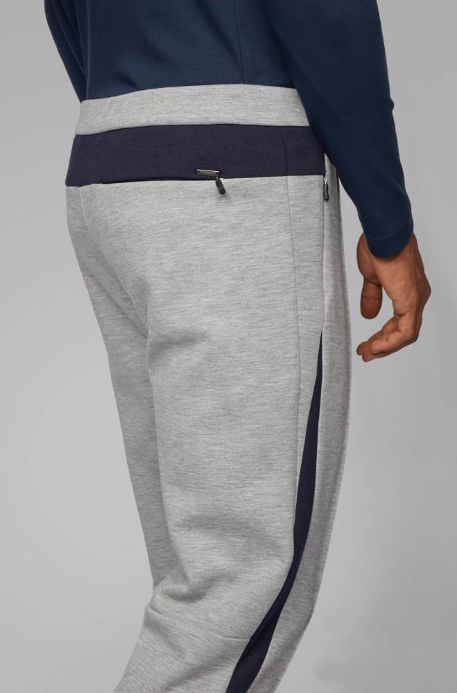 Hugo Boss Tapered-fit jogging trousers Lyse Grå | YFCDrYWL