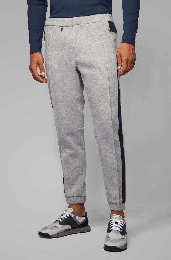 Hugo Boss Tapered-fit jogging trousers Lyse Grå | YFCDrYWL