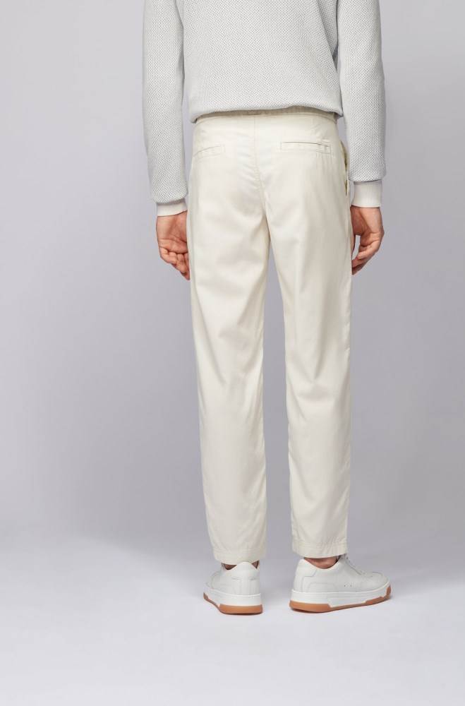 Hugo Boss Tapered-fit pleat-front trousers Lyse Beige | BCzMxBUr