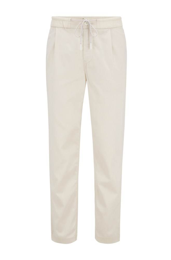 Hugo Boss Tapered-fit pleat-front trousers Lyse Beige | BCzMxBUr