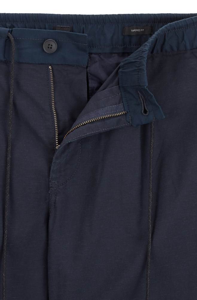 Hugo Boss Tapered-fit pleat-front trousers Mørke Blå | m6puc9MD