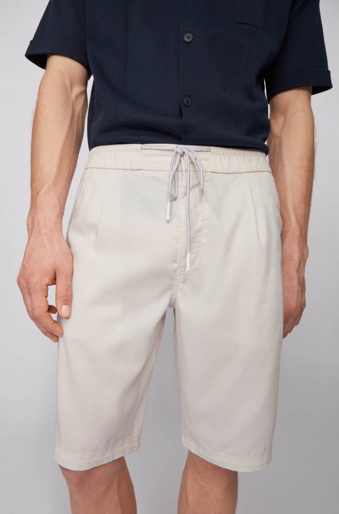 Hugo Boss Tapered-fit shorts Lyse Beige | M4y71DQ4