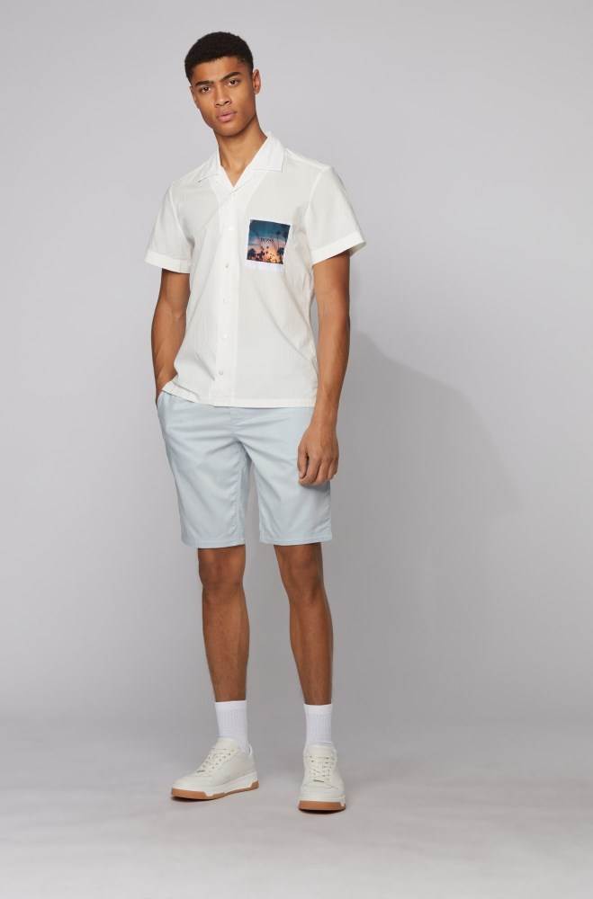 Hugo Boss Tapered-fit shorts Lyse Blå | sNVl3ChL