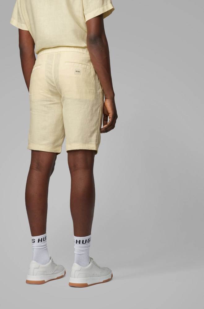 Hugo Boss Tapered-fit shorts Lyse Gul | bLBffxkM