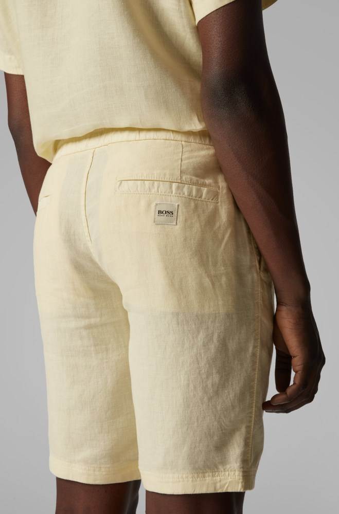 Hugo Boss Tapered-fit shorts Lyse Gul | bLBffxkM