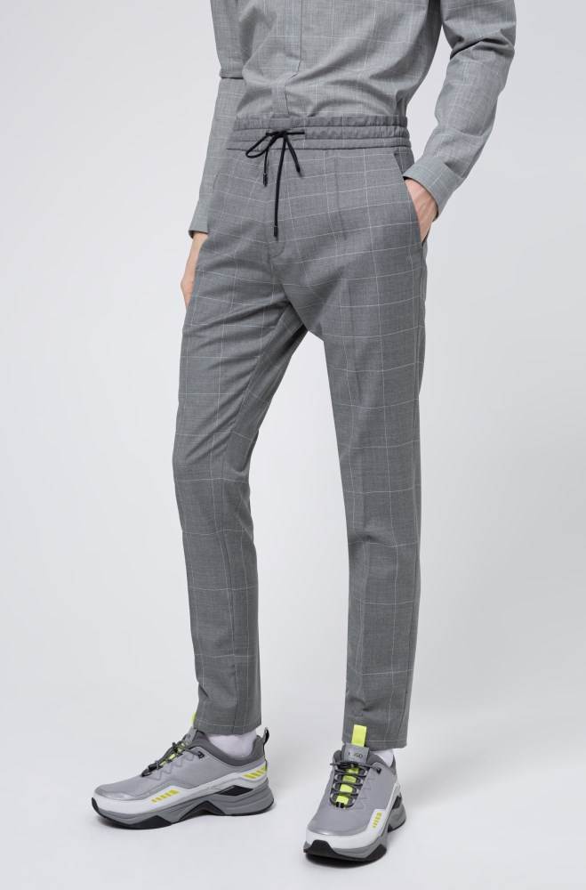 Hugo Boss Tapered-fit trousers Lyse Grå | SztqMe7Q