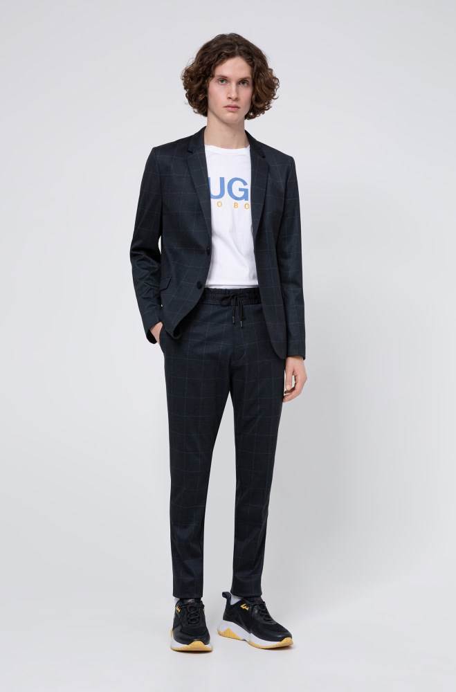 Hugo Boss Tapered-fit trousers Mørke Blå | 3riA0LSG