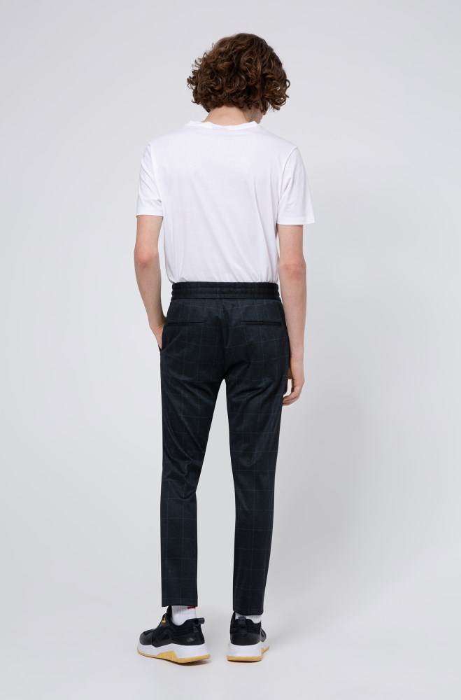 Hugo Boss Tapered-fit trousers Mørke Blå | 3riA0LSG