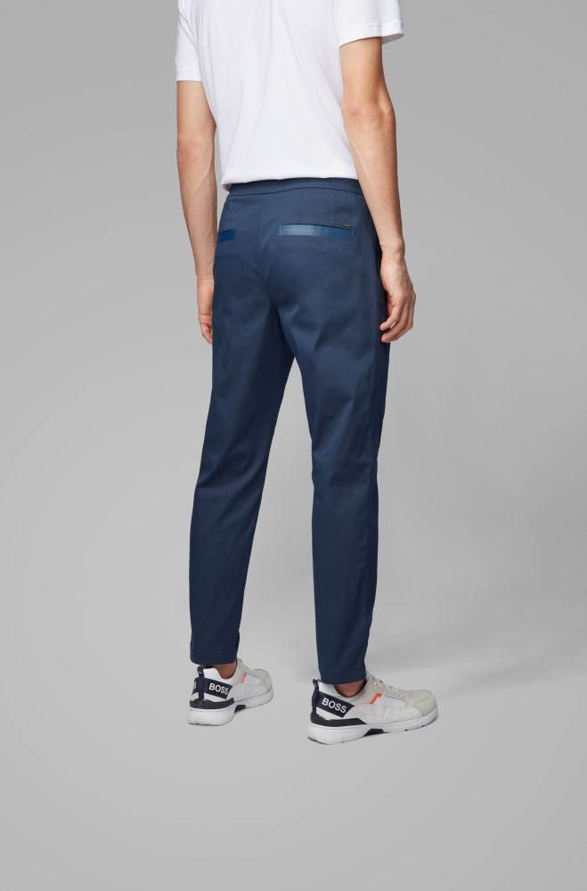 Hugo Boss Tapered-fit trousers Mørke Blå | PQrdRIEB