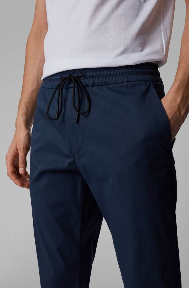 Hugo Boss Tapered-fit trousers Mørke Blå | PQrdRIEB