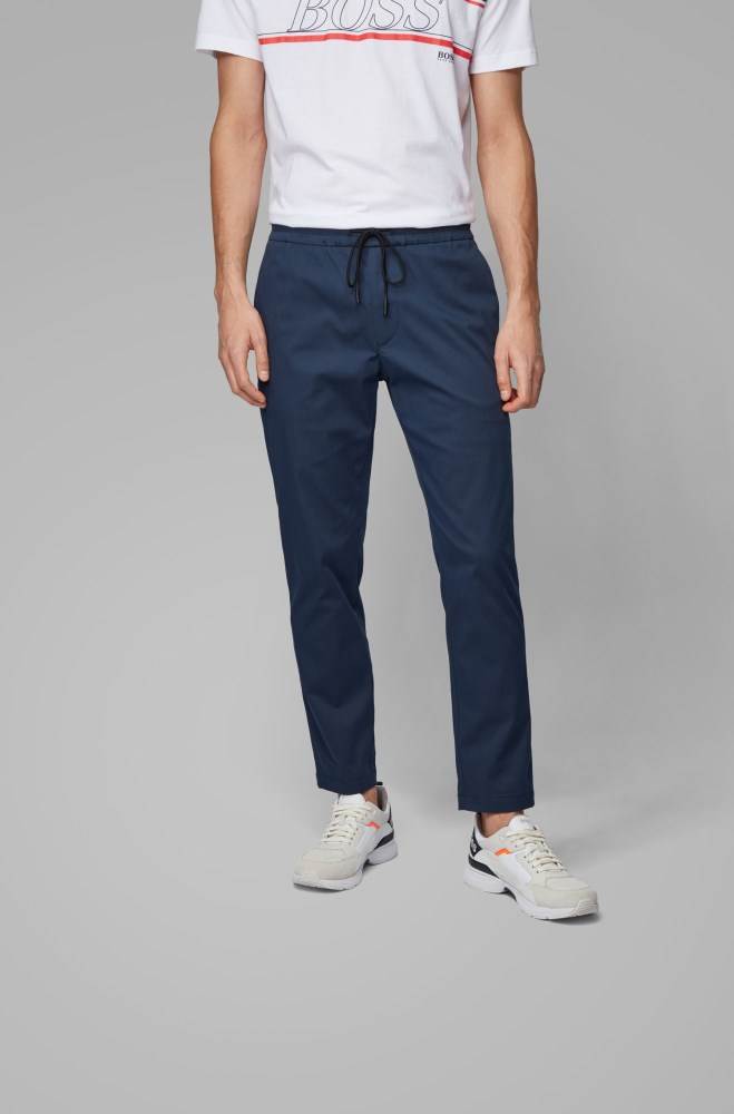 Hugo Boss Tapered-fit trousers Mørke Blå | PQrdRIEB