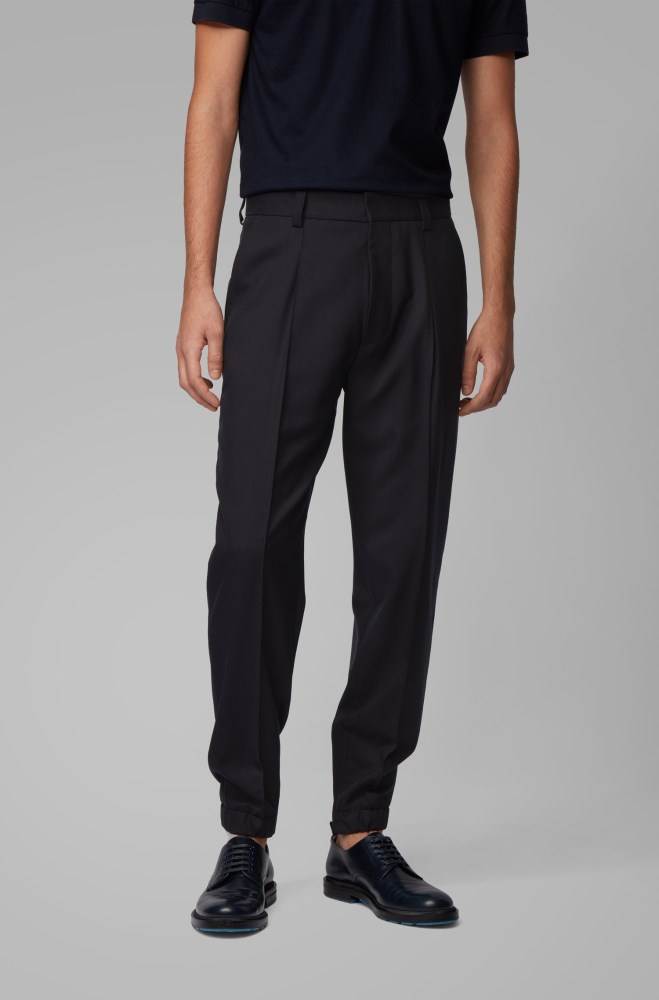 Hugo Boss Tapered-fit trousers Mørke Blå | ocQz102v