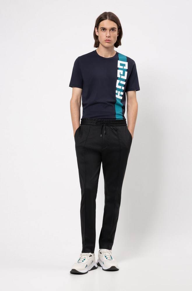 Hugo Boss Tapered-fit trousers Svarte | 499OH89j