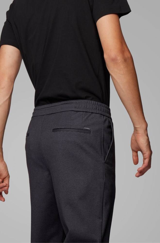 Hugo Boss Tapered-fit trousers Svarte | 67VOA4Ss