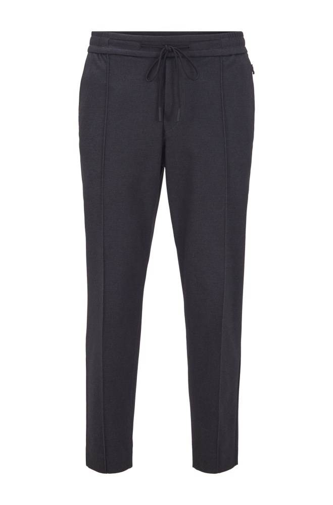 Hugo Boss Tapered-fit trousers Svarte | 67VOA4Ss