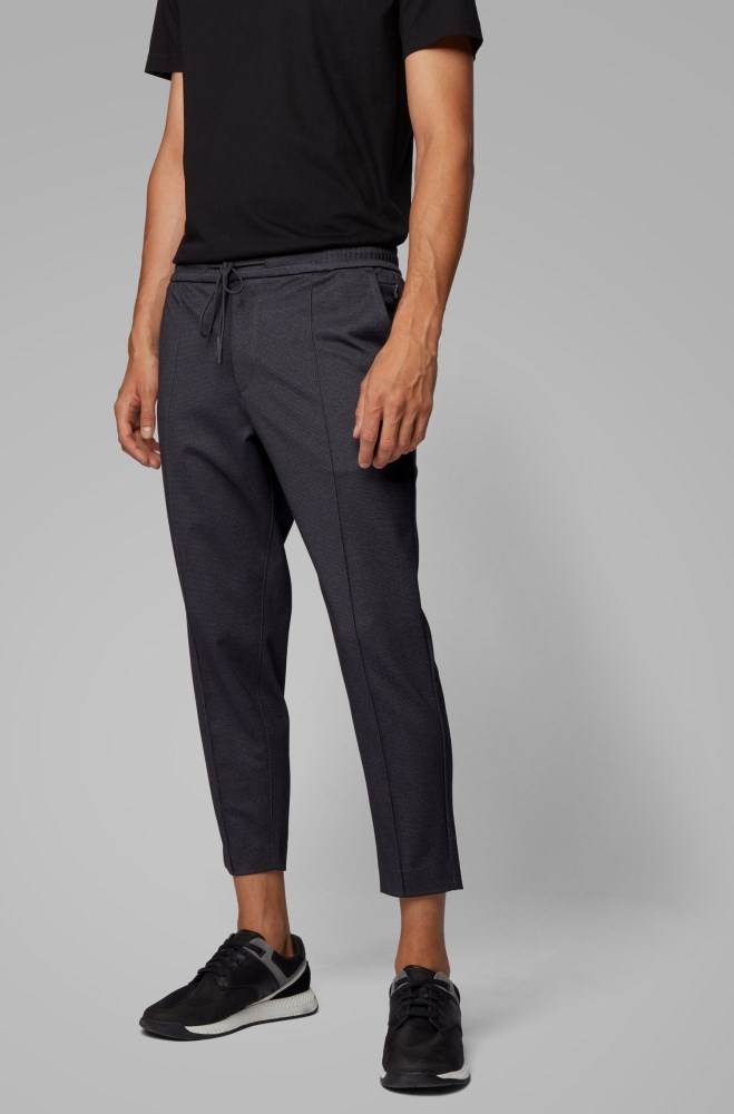 Hugo Boss Tapered-fit trousers Svarte | 67VOA4Ss