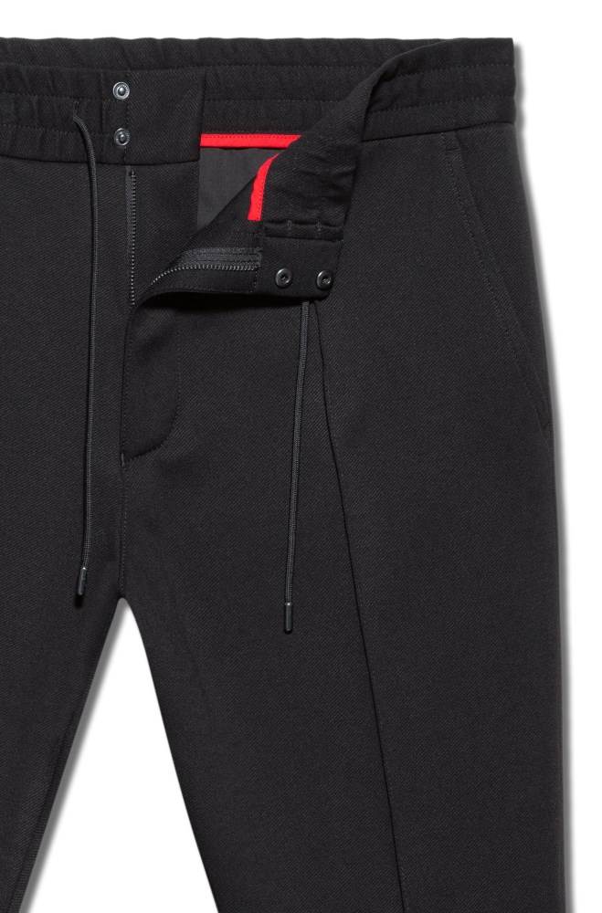 Hugo Boss Tapered-fit trousers Svarte | 6HBmo4cX