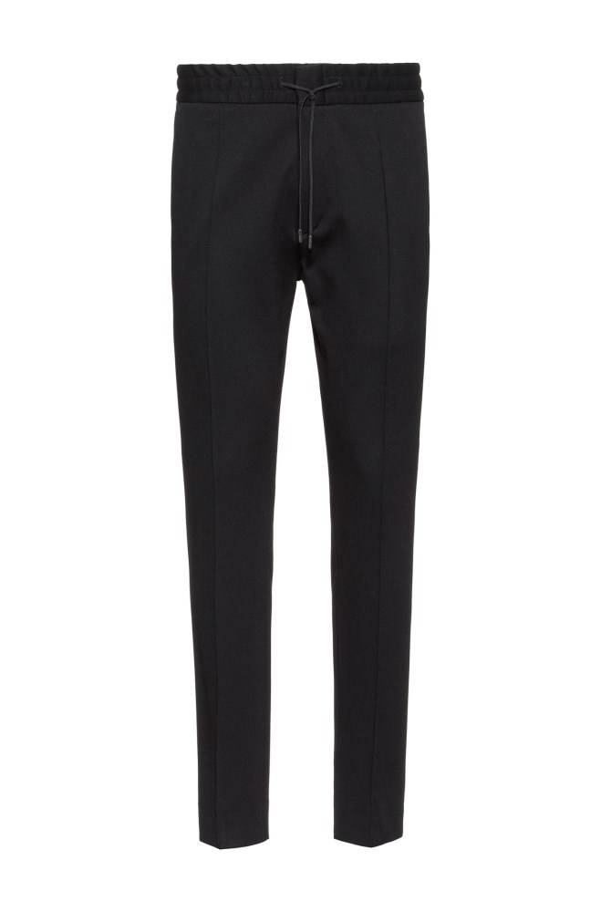 Hugo Boss Tapered-fit trousers Svarte | 6HBmo4cX