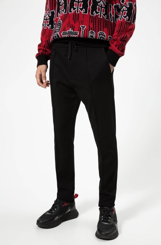 Hugo Boss Tapered-fit trousers Svarte | vVjtt9Wx