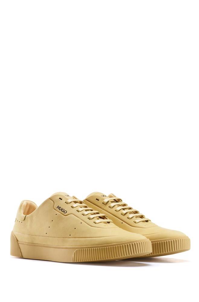 Hugo Boss Tennis-style nubuck trainers Beige | Tw7RuRLG